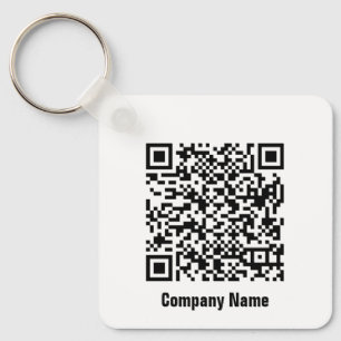 QR Code Black and White Business Template Keychain