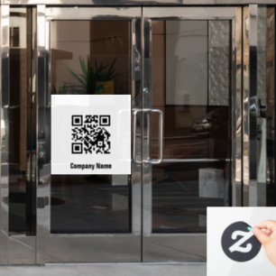 QR Code Black and White Business Template Window Cling