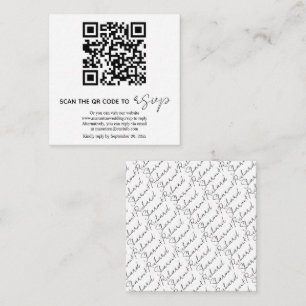 QR code black and white calligraphy RSVP photo Enclosure Card