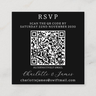 QR Code Black And White Photo RSVP Enclosure Card