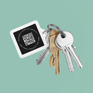 QR Code   Black Business Modern Affordable Square Keychain