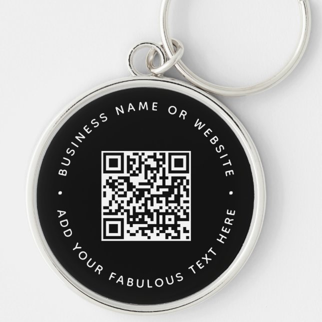 QR Code | Black Business Modern Cost Effective Keychain (Front)
