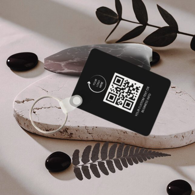 QR Code| black Business Professional Simple Logo Keychain (Creator Uploaded)