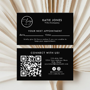 QR Code Black Custom Professional Logo Business Appointment Card