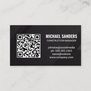 QR Code   Black Lines Background Business Card