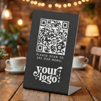 QR Code Black Menu Logo Contactless Modern Cafe