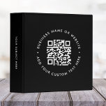 QR Code | Black Modern Minimal Stylish Business Binder<br><div class="desc">Simple custom black QR code binder in a modern minimalist style which can be easily updated with your QR code,  business name or website and custom text,  eg. scan me to...  #QRcode #binder</div>