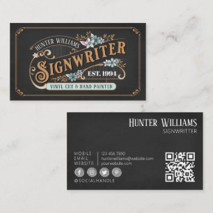 QR Code Black Vintage Signwriter Signs & Displays Business Card