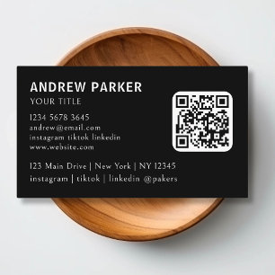 QR Code Black & White  Business Card