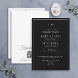 QR Code Black White Classic Monogram Wedding Invitation<br><div class="desc">Your wedding is one of the most important days of your life, so you want everything to be perfect. That includes your invitations! These Elegant QR Code Black White Classic Script Monogram Wedding Invitation are just what you need to set the tone for your special day. The luxurious black white...</div>