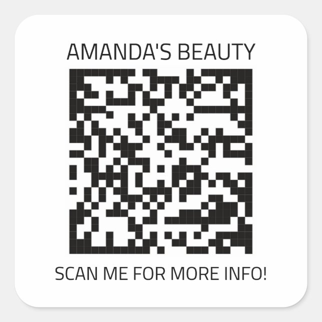 QR Code Black White Promotional Small Front Back T Square Sticker (Front)
