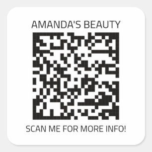 QR Code Black White Promotional Small Front Back T Square Sticker