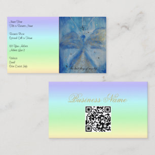 QR-Code-Blue Angel on a pastel rainbow background Business Card
