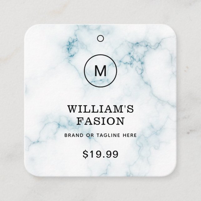 QR Code | Blue Clothing Label Price Hang Tag (Front)