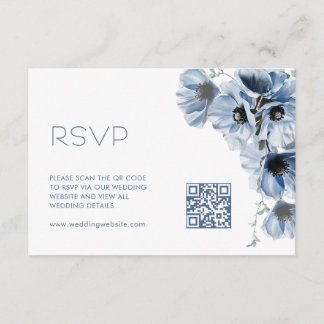 QR Code | Blue Floral Wedding Enclosure Card