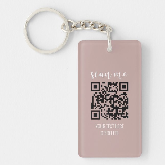 QR Code Blush Pink Business Cards Your Logo Keychain (Front)