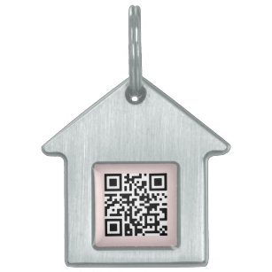 QR Code   Blush Pink Dog Cat If Lost Scannable Pet ID Tag