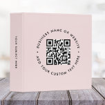 QR Code | Blush Pink Feminine Business Promotional Binder<br><div class="desc">Simple custom blush pink QR code binder in a modern minimalist style which can be easily updated with your QR code,  business name or website and custom text,  eg. scan me to...  #QRcode #binder</div>