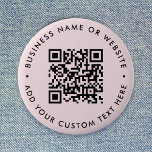 QR Code | Blush Pink Minimalist Modern Round 2 Inch Round Button<br><div class="desc">A simple custom blush pink QR code round button pin template in a modern minimalist style which can be easily updated with your QR code,  business name or website and custom text,  eg. scan me to...  #QRcode #button #business</div>