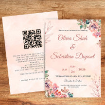 QR Code Boho Floral Faire-part de mariage