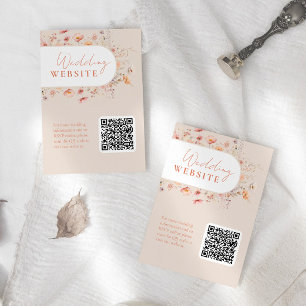 QR Code Boho Wildflower Wedding Website Enclosure Card
