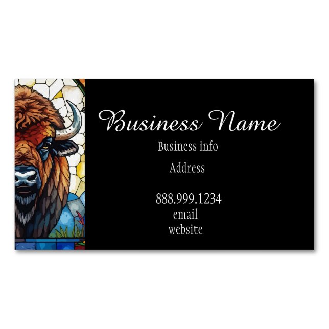 QR Code Bold Bison Buffalo Animal Nature Art Magnetic Business Card (Front)