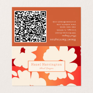 QR Code Bold Floral Folded Business Card