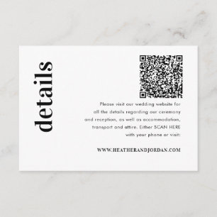 QR Code Bold Wedding Details Enclosure Card