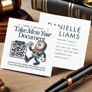 QR Code Brand Character Notary Public Square Business Card