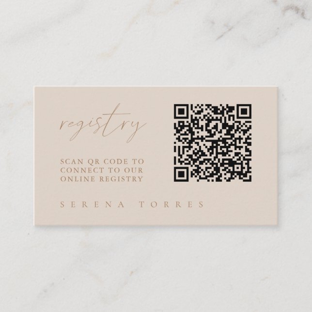QR Code Bridal Shower Registry Modern Enclosure Card (Front)