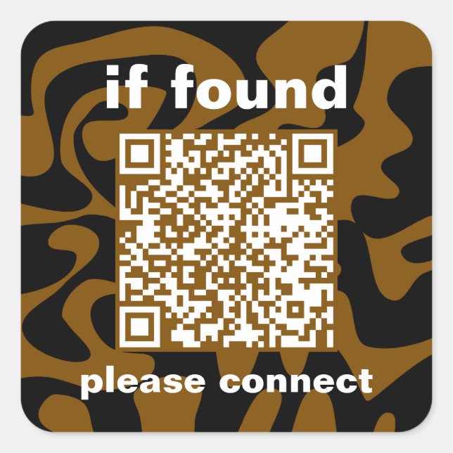 QR Code brown groovy lost found Square Sticker (Front)