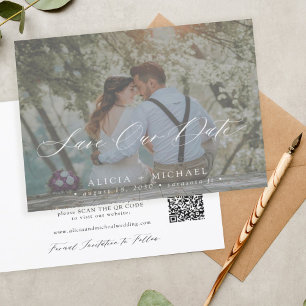QR CODE budget elegant photo wedding save the date