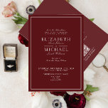 QR Code Burgundy Classic Script Wedding Invitation<br><div class="desc">A classic, elegant burgundy wedding invitation, featuring script calligraphy. Perfect for the modern bride having a formal affair. Save the cost on enclosue stationary with our QR Code included on the back of the invitation for RSVP and Wedding details. See full collection here: https://www.zazzle.com/collections/elegant_burgundy_classic_script_wedding-119551906868087326 Contact designer for matching products. Thank...</div>