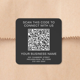 QR Code Business Black Stickers Roll