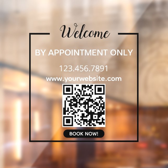 Qr Code Business Book Now Welcome  Window Cling (Sheet 2)