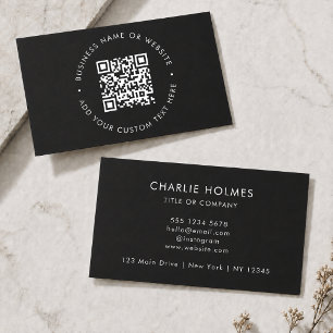 QR Code Business Cards Custom Sleek Black Card