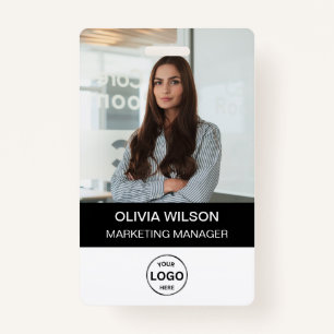 Qr Code Business ID Card Modern Photo Employee Badge