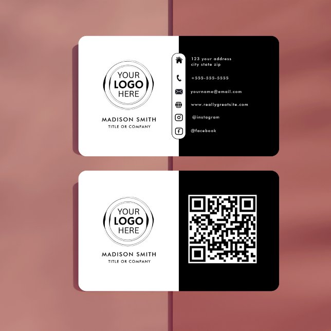 QR Code Business Logo | black and white Business Card (Creator Uploaded)