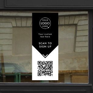 QR Code   Business Logo Black and White Window Cling