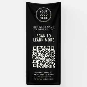 QR Code Business Logo Black Banner