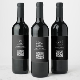 QR Code Business Logo Black Corporate Wine Label