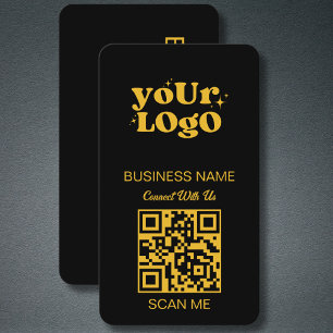 QR Code Business Logo Black Gold Modern Card