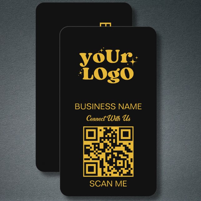 QR Code Business Logo | Black Gold Modern Card (Creator Uploaded)