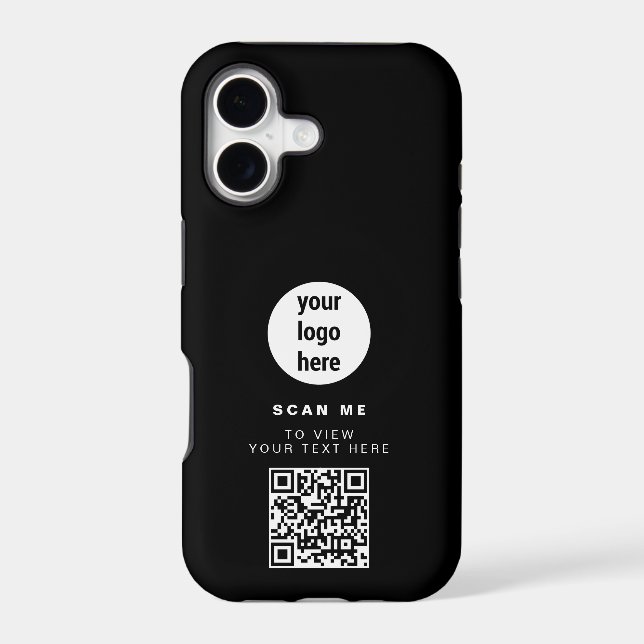 QR Code Business Logo Black Minimalist Corporate (Back)