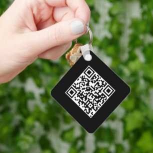 QR Code Business Logo Black Minimalist Corporate Keychain