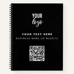 QR Code Business Logo Black Minimalist Corporate Notebook