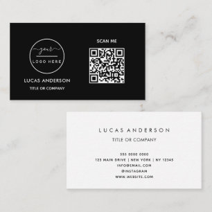 QR Code Business Logo   Black Modern Professional  Business Card