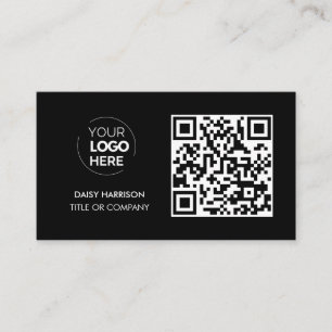 QR Code Business Logo   Black Modern Professional Business Card