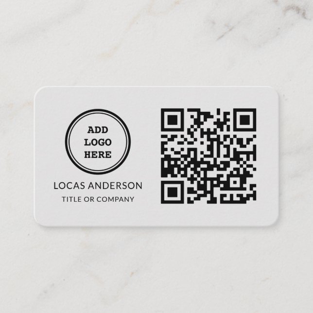 QR Code Business Logo | Black Modern Professional  Business Card (Front)