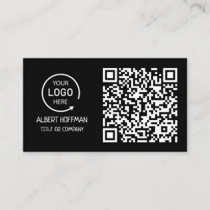 QR Code Business Logo   Black Modern Professional  Calling Card